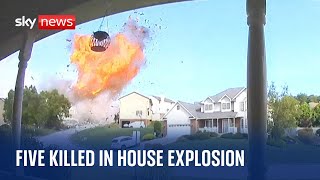 CCTV captures moment of deadly house explosion in US [upl. by Ballman]