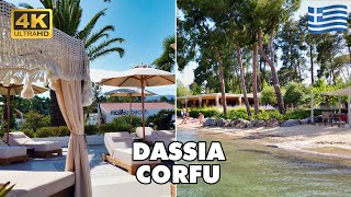 DASSIA 🌞 Corfu Island Greece 🇬🇷  Luxurious Resort amp Beautiful Sandy Beach 🏖️  4K UHD [upl. by Avle]