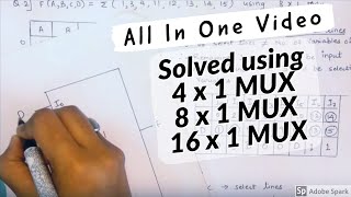 Implementation of boolean function using multiplexers  Hindi  One question with three types of mux [upl. by Akisej140]