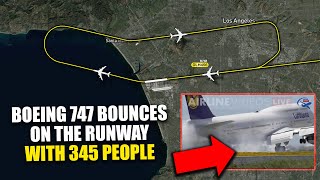 Lufthansa Boeing 747 BOUNCES TWICE and GOES AROUND Real ATC Audio and Footage [upl. by Alimaj617]