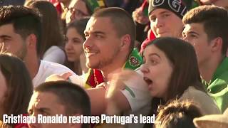 Portugal Fans In Lisbon Celebrate CrRonaldo Goals vs Spain Total Madness  America Today [upl. by Ablasor82]