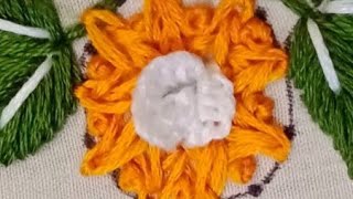 Hand Embroidery Flower With Zig Zag Chain Stitch  Zig Zag Flower  Flower Toturial [upl. by Arised]