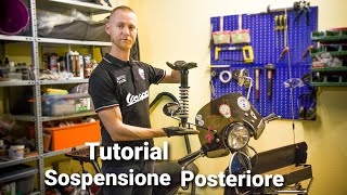 Vespa Tutorial  sostituzione SOSPENSIONE POSTERIORE [upl. by Thetis]