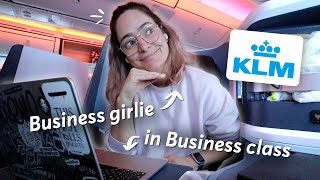 Flying KLM business class for a business trip Europe to US [upl. by Friedly]