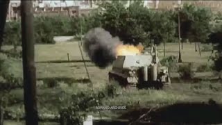 Sturmtiger during Warsaw uprising 1944  Color  blackwhite footage [upl. by Iasi]