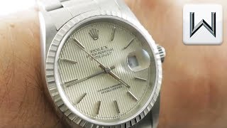 Rolex Datejust Engine Turned Bezel Tapestry Dial 16220 Luxury Watch Review [upl. by Fleece]