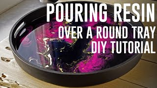 Decorative wooden tray Resin pour DIY  TUTORIAL [upl. by Laon984]