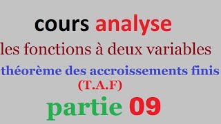 Fonctions à plusieurs variables  théorème des accroissements finis TAF Part 9 [upl. by Anilocin]