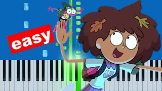 Amphibia Intro Theme Song  Disney Slow Easy Piano Beginner Tutorial [upl. by Hannavahs888]