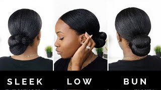 SLEEK EVERYDAY LOW BUN  RELAXED HAIR [upl. by Alleunam]