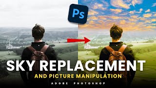 Color Grading and Sky Replacement in Adobe Photoshop  Photo Manipulation  Hindi [upl. by Sherburne894]