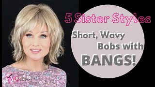 Tressallure New Wave Wig Review amp 5 SISTER STYLES  Wavy Bob Styles With Bangs  TAZS WIG CLOSET [upl. by Drarig]