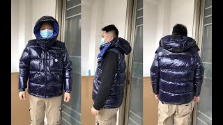 Moncler Karakorum Short Down Jacket Enfant Blue Review [upl. by Margo]