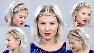 5 Braided Headbands For Short Hair Tutorial  Milabu [upl. by Matrona]