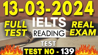 IELTS Reading Test 2024 with Answers  13032024  TEST NO  139 [upl. by Adnylg769]