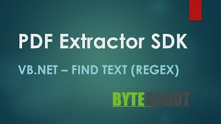 PDF Extractor SDK  VBNET  Find Text Regex [upl. by Diraj]