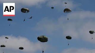 Parachutists recreate DDay jumps in Normandy to mark 80th anniversary [upl. by Naaman]