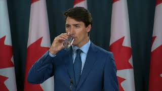 Reporters focus on Trump tariffs pot immigration amp climate at Trudeau Sessionend news conference [upl. by Oralla609]