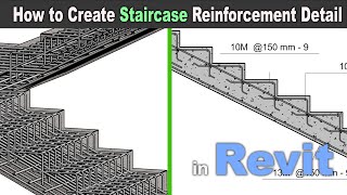 How to Create Staircase Reinforcement Detail in Revit  Rebar in Revit [upl. by Aerdnac]