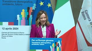 GIORGIA MELONI INTERVIENE ALLEVENTO “PER UN’EUROPA GIOVANE  TRANSIZIONE DEMOGRAFICA FUTURO” [upl. by Tam95]