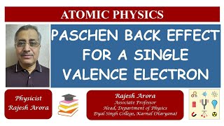 PASCHEN BACK EFFECT FOR A SINGLE VALENCE ELECTRON [upl. by Hpeosj9]