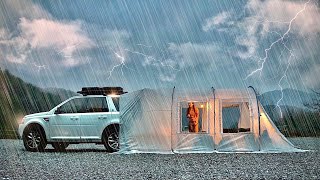 ☔ Perfect car tent camping on a rain mountain I can live in a tent for a month😎 [upl. by Nytram]