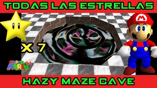 HAZY MAZE CAVE Las 7 ESTRELLAS Guía Super Mario 64 [upl. by Ludvig]