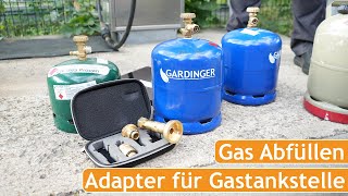 Gasflasche selbst befüllen an Gastankstelle  Wiederbefüllbare Propanflaschen im Ausland füllen [upl. by Alleroif]