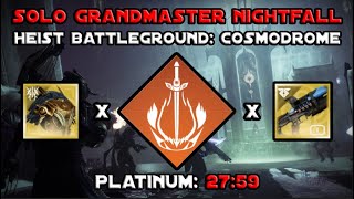 Solo Grandmaster Nightfall  PsiOps Battleground Cosmodrome In 27 Mins  Solar Warlock Destiny 2 [upl. by Aicatsanna]