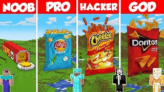 CHIPS BASE HOUSE BUILD CHALLENGE  Minecraft Battle NOOB vs PRO vs HACKER vs GOD  Animation [upl. by Boykins]