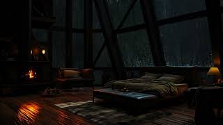 Attic Night Ambience  Fireplace Cracklings 🔥 Rainstorms amp Thunders for Deep Sleep amp Relaxation [upl. by Yelroc]