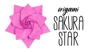 Origami Sakura Star Tutorial Ali Bahmani  Paper Kawaii [upl. by Wain]