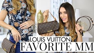 LOUIS VUITTON FAVORITE MM REVIEW  Whats in my bag strap options amp modeling shots  Shea Whitney [upl. by Corrine]