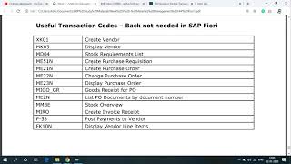 List of TCodes used in Material Management in S4HANA  Useful Transaction Codes for MM Module SAP [upl. by Coopersmith]