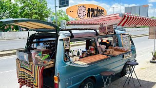 Cafe Vlog Mini Coffee Shop Van Coffee Bar Kopi Mobile Small Business Ideas Barista Relaxing Mood 4K [upl. by Hannahoj]