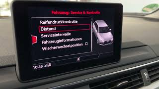 Den Ölstand messen bei laufendem Motor über Bordcomputer Audi A4S4 Avant Anleitung [upl. by Launame276]