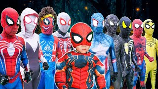 What If 10 SPIDERMAN in 1 HOUSE   Hey All SuperHero  Go To Trainning Nerf Gun [upl. by Tonie]