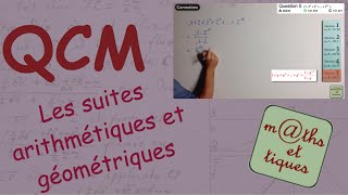 QCM  Les suites arithmétiques et géométriques  Première [upl. by Ahsaeym]