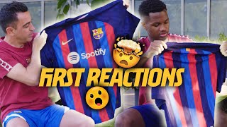 XAVI and ANSU FATIs FIRST IMPRESSION on the NEW KIT 202223 UNBOXING 💙❤️ [upl. by Inohs]