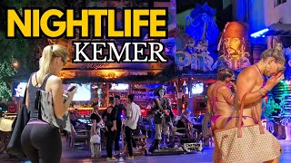 KEMER ANTALYA TURKEY NIGHTLIFE IN SHOPPING STREET AND LIMAN STREET WALKING TOUR [upl. by Vinnie542]