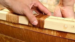 Sewing Gunwale Lashings on a Birchbark Canoe [upl. by Ayomat]