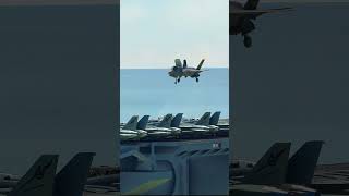 USAF F35s incredible vertical landing on Aircraft Carrier [upl. by Kcirddahc]