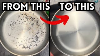 How to Clean a Burnt Stainless Steel PanPot Back to Brand New [upl. by Igic]