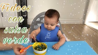 Fideos con salsa verde para bebés de 12 meses en adelante Fideos con salsa de espinaca [upl. by Folly338]