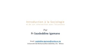 Présentation du cours quotIntroduction à la Sociologie et son intersection avec léconomie  Igamane [upl. by Toll]