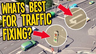 Time Traffic Lights Vs Dedicated Lanes for Traffic Fixing in Cities Skylines 5B1C [upl. by Mcripley482]