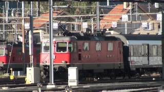 TrainsZügeZugverkehr in Chur  Eisenbahnen in der Schweiz RhB und SBBBest Sound [upl. by Selmore916]