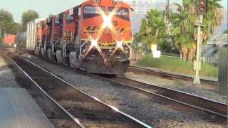 BNSF 7701 west MBARWAT going thought fullerton station 09072012 [upl. by Frederick]