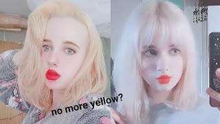 TONING MY YELLOW HAIR TO ASH BLONDE USING FANOLA NO YELLOW SHAMPOO [upl. by Natale]