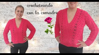 😍⭐suéter tejido a crochet con dos rectángulos fácil y rápido con la comadre [upl. by Melton]